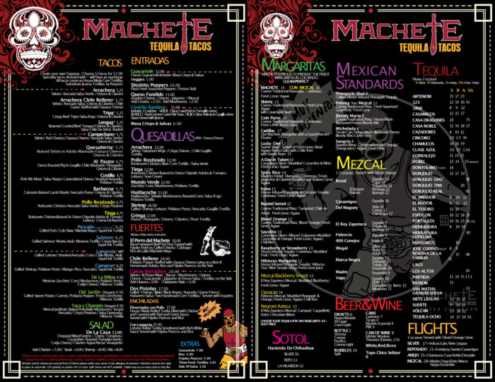 Machete Tequila + Tacos Menu